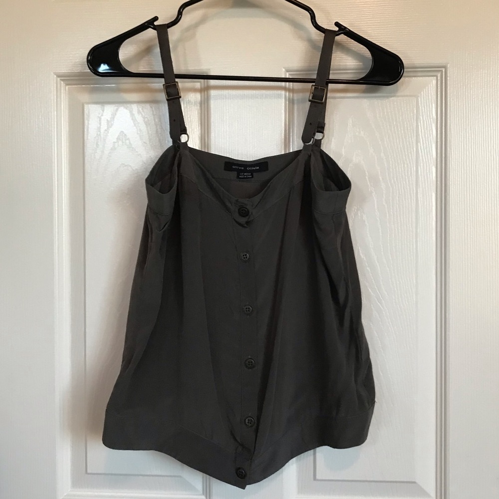 Olive Olivia Semi-crop Cami Tank in Olive Green